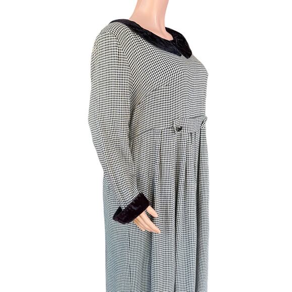 Vintage 80s Jessica Howard Houndstooth Dress Long Sleeve Peter Pan Collar XL 16 - Picture 3 of 12